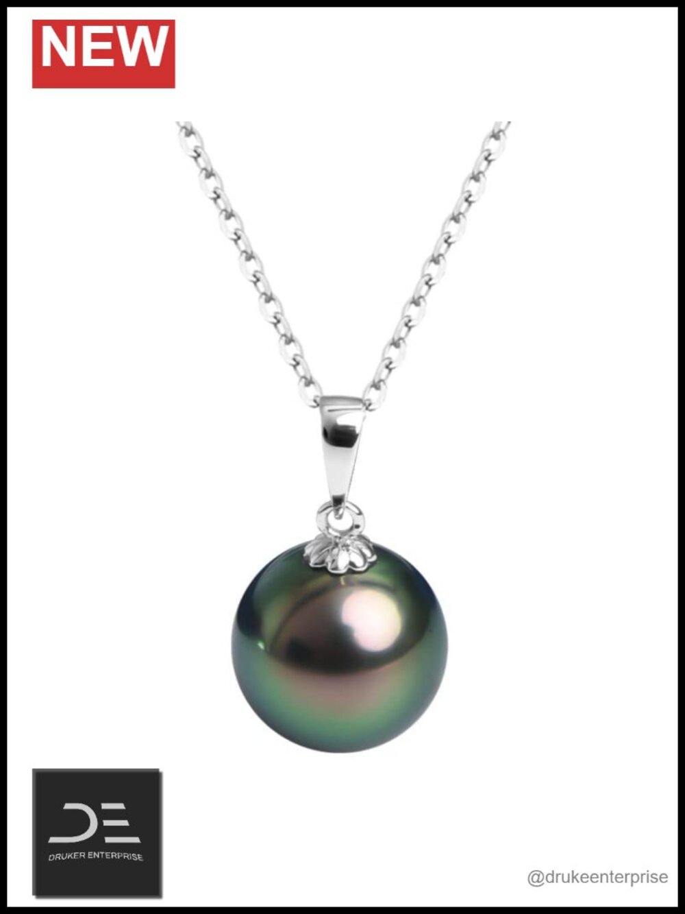 Tahitian Pearl Necklace 9-10mm Sterling Silver Gold Plated Gift